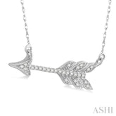 1/10 ctw Round Cut Diamond Arrow Pendant in 10K White Gold with Chain